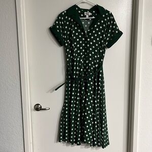 Vintage inspired polka dot green dress from Unique Vintage